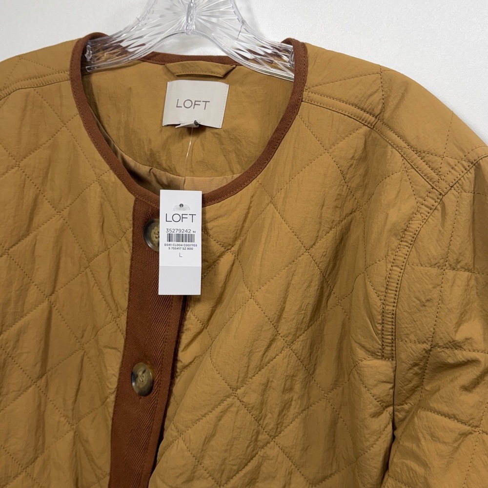 Loft Quilted Brown Field button down Jacket size … - image 2